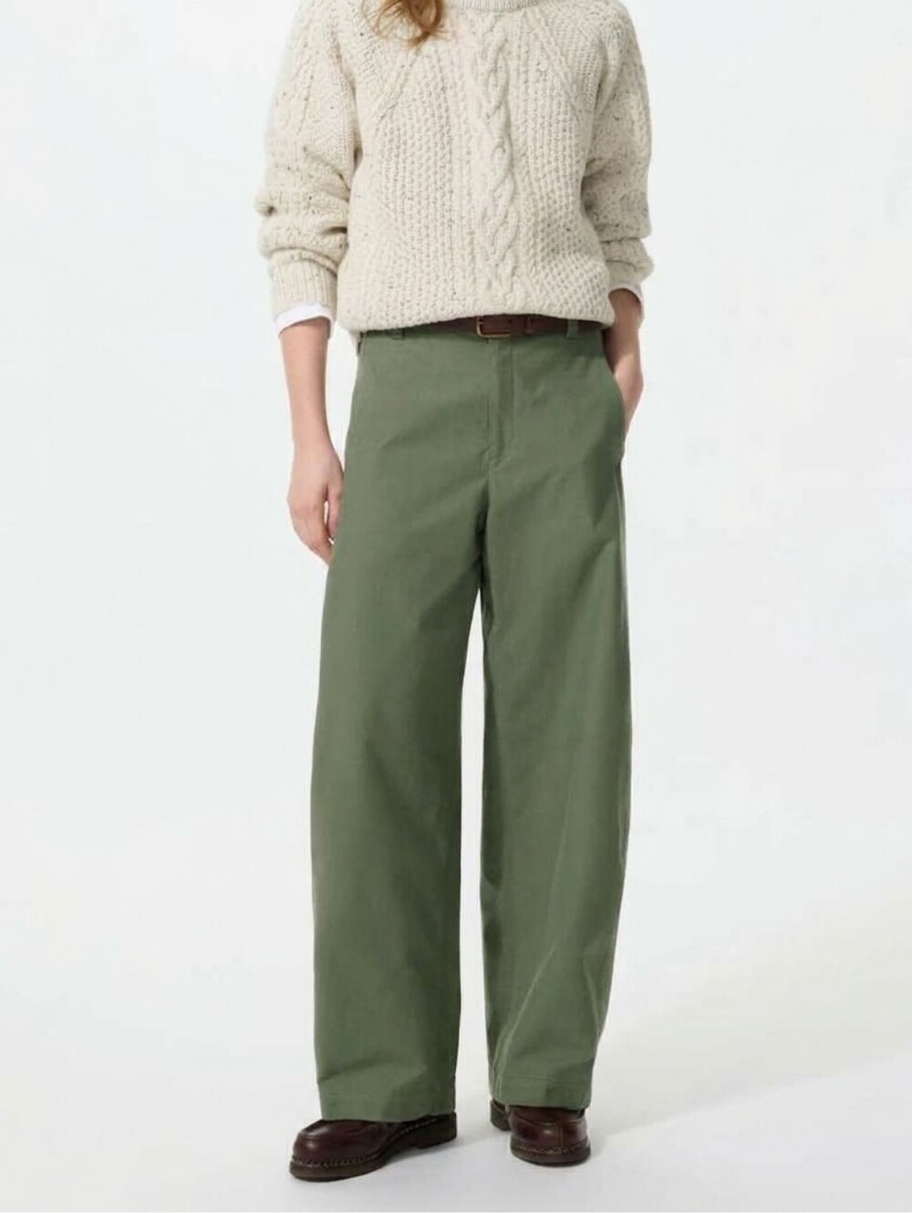 Uniqlo Jersey Barrel-Leg Pants — Dark Green
